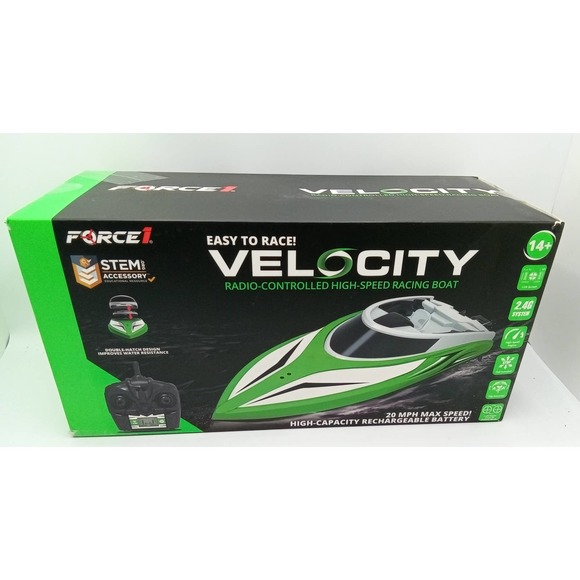 Force 1 Velocity RC High Speed Racing Boat Green - Picture 1 of 2